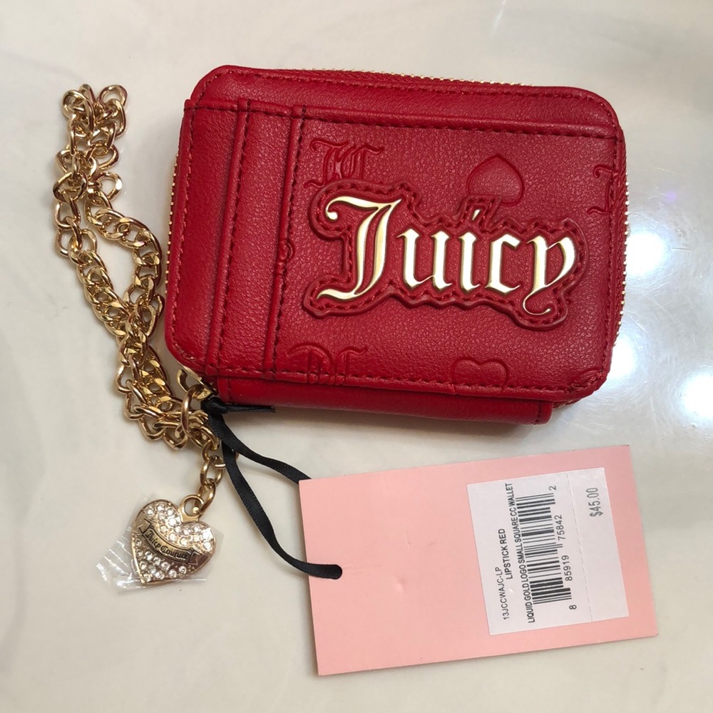 Juicy Couture Red Wallet with Gold Chain NWT